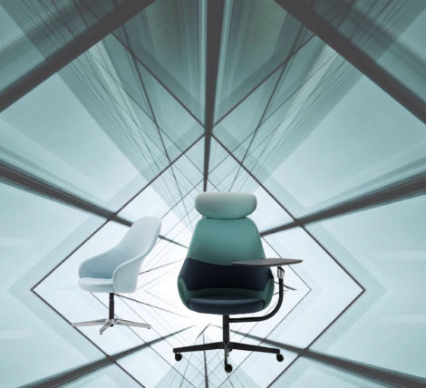 uber modern swivel chair with tablet arm for collaborative meetings and spaces