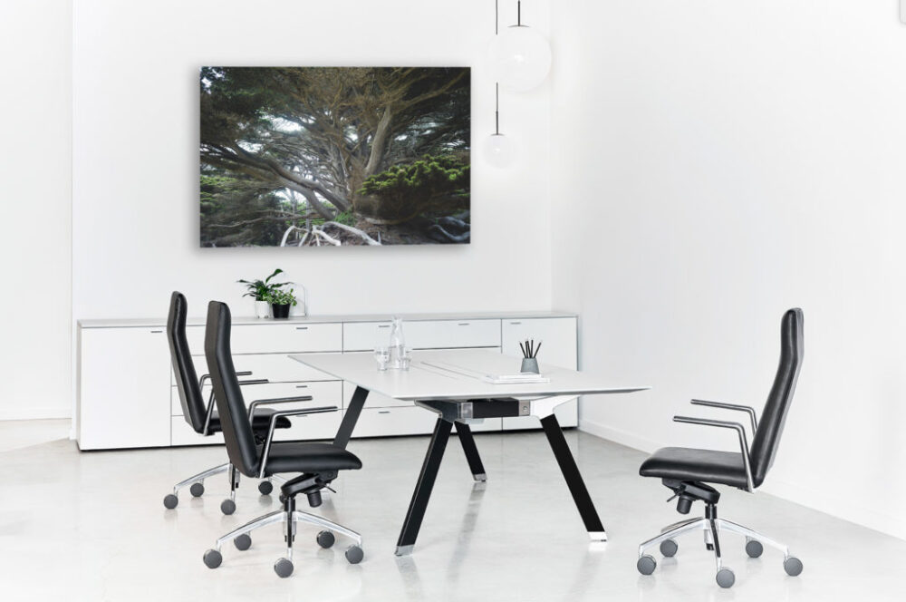 Ultimate mixed metal wood white and black Paramount Silhouette Table for modern meetings and table desk applications