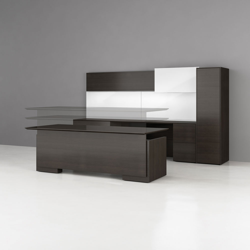 Executive Modern Wood Sit Stand Desk - Ambience Doré