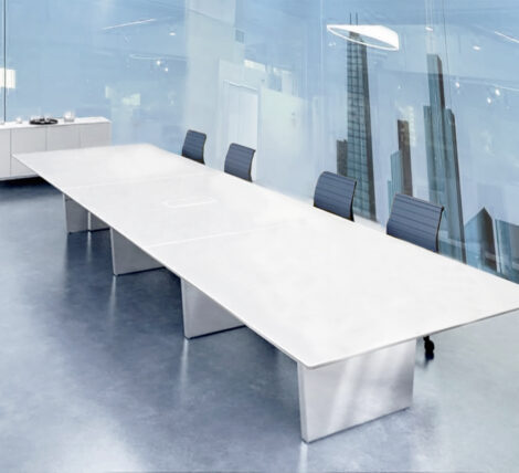 Large Glass Steel Conference Table for modern offices and executive boardroom meetings