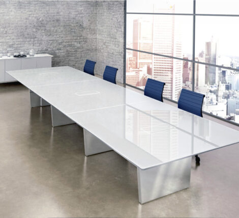 Large Glass Steel Conference Table