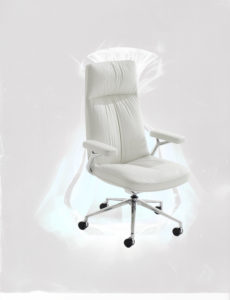 White Leather Luxurious Executive Platinum Chair for home office and conference room