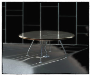 Round Landing Table Ultra Modern with Chrome base