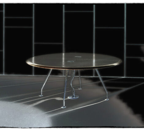 Round Landing Table Ultra Modern with Chrome base