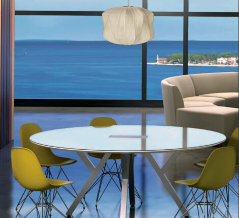 Round Metal Glass Table