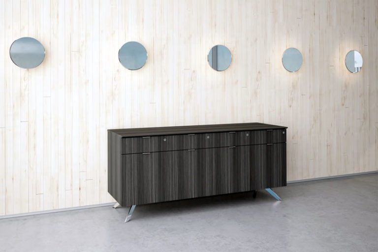 White Stone Top Credenza Ambience Doré