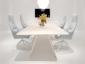 Modern Pastel light blue white contemporary modern ultra swing swivel chairs for meetings and home office use