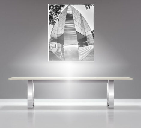 Stunning executive glass chrome leg conference table for offices and home residential dinning