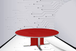 Red Round Large Lunar Disc Table