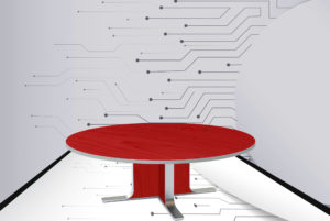 Red Round Large Lunar Disc Table