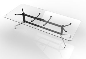 Solar Vision Clear Glass Modern Metal Table