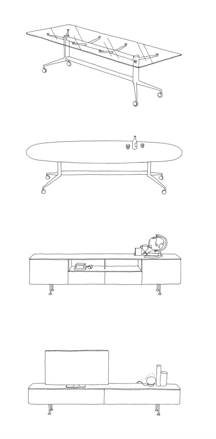 solar vision tables and credenzas