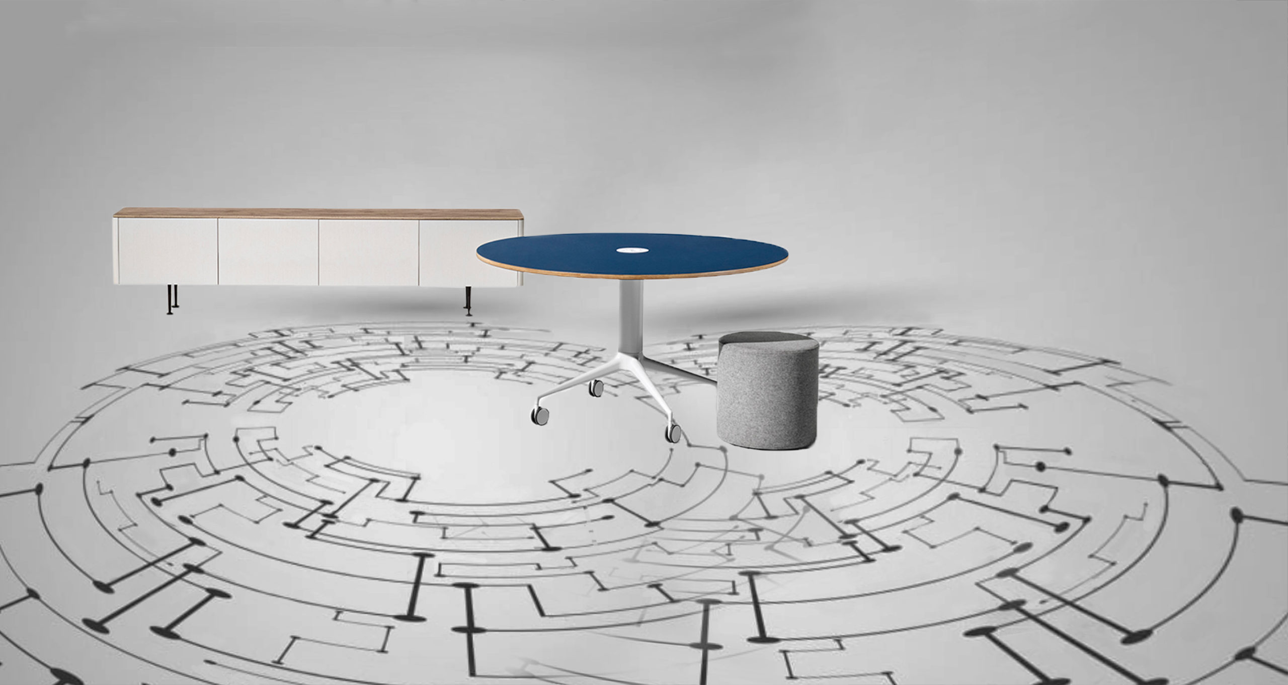 Mobile Round Modern office meeting table