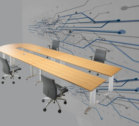 The Racing U Table is the smart way for offices to reconfigure and use fluid meeting rooms and space