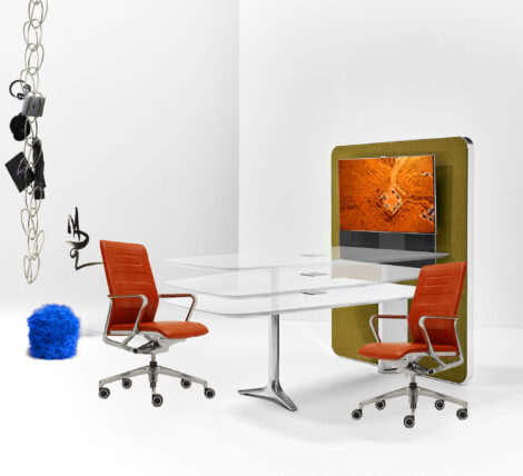 Stunning Sit to Stand Huddle Table for Video Conferencing and more