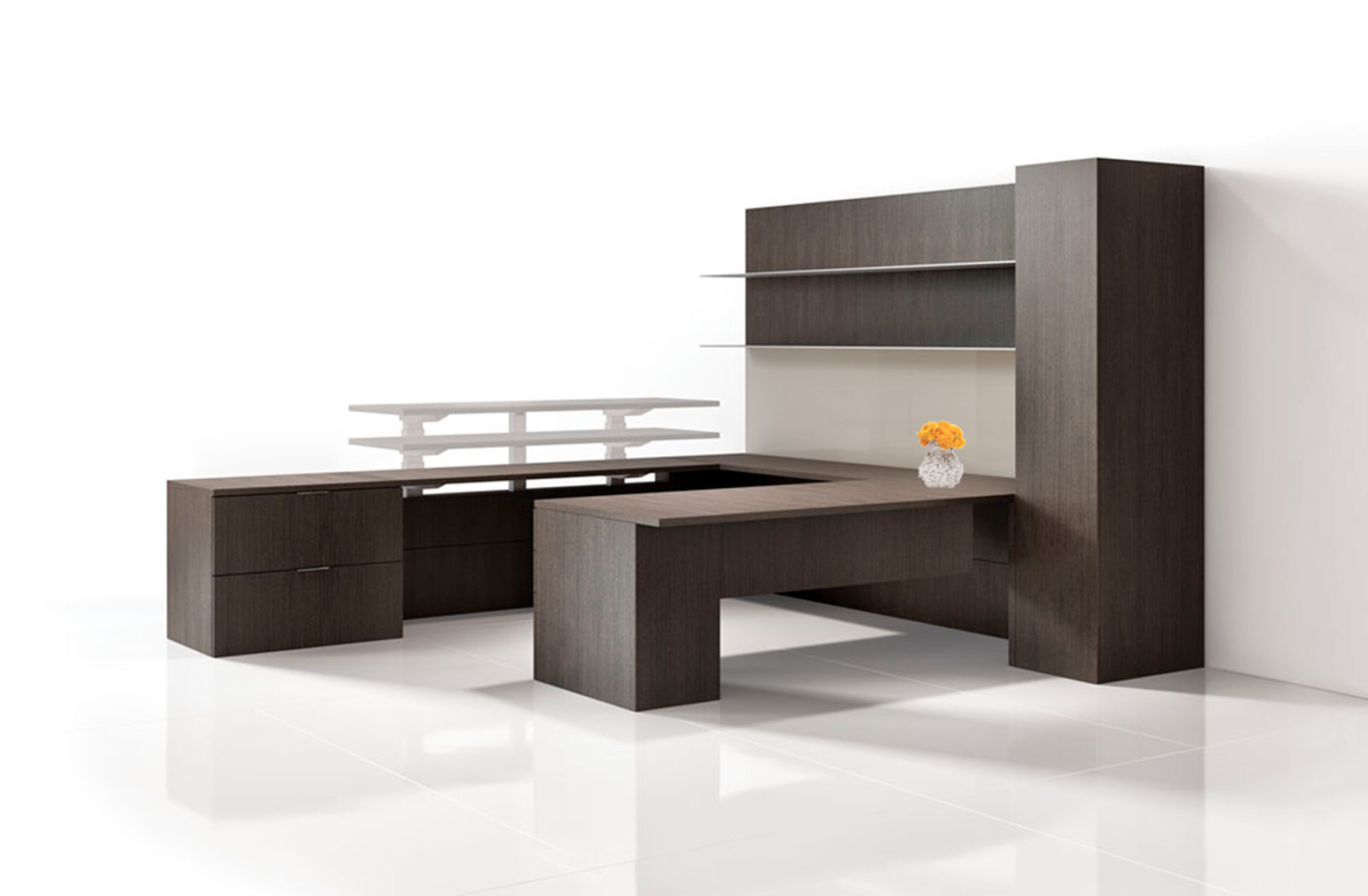 Uber Luxurious Executive Wood U shaped Sit to Stand Desk