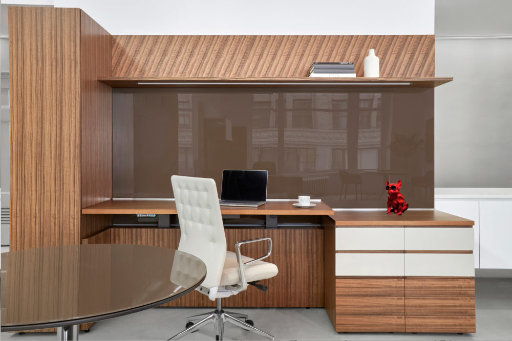 Modern Luxury Ariadne-Wood-Glass-Sit-to-Stand-Desk