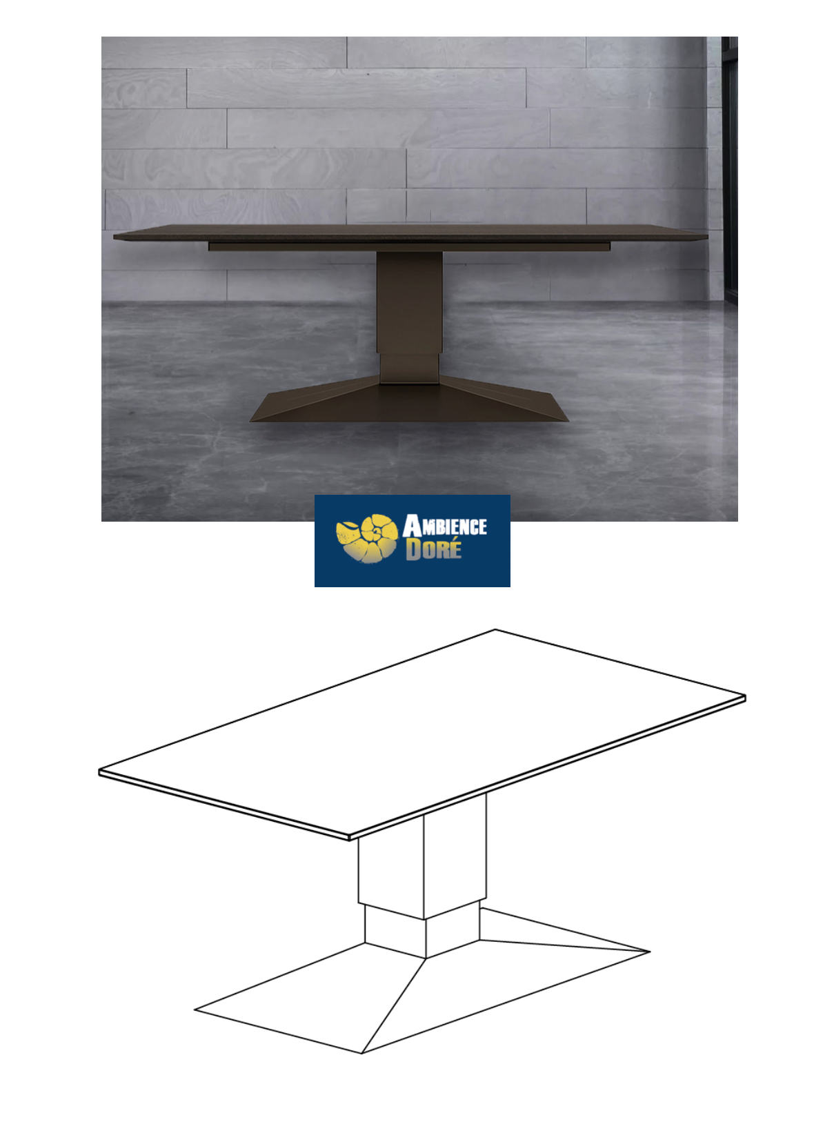 3d line drawing of the outstanding Crown Sit to Stand Desk