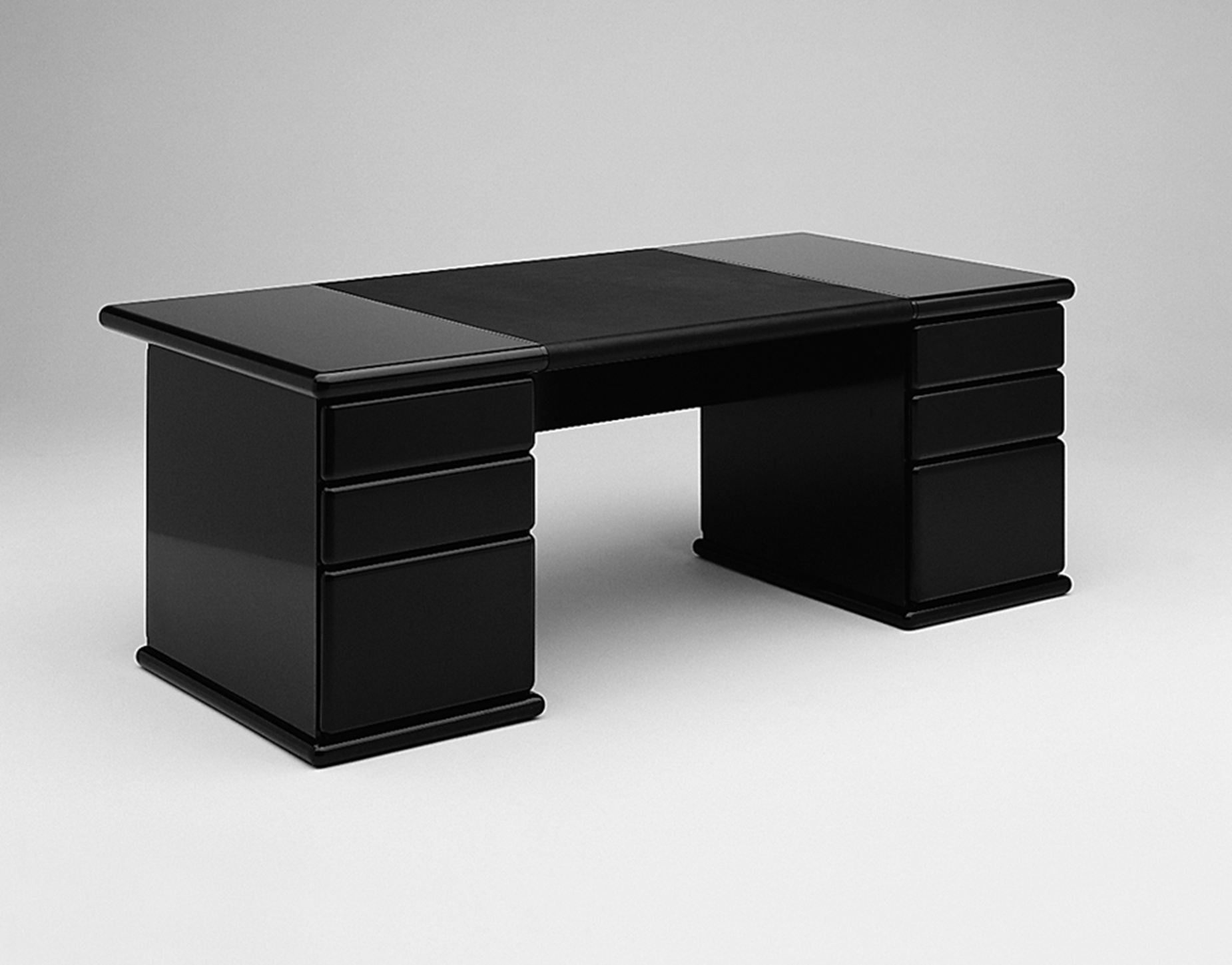 Neo Old School Black Retro Double Pedestal Desk for Executive home office