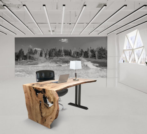 Modern Executive Custom Natural Wood Home Office Desk