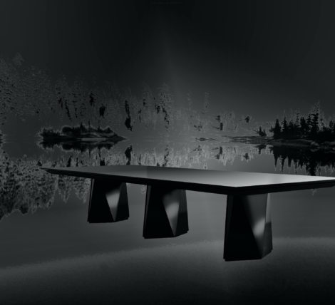 Spectacular Angular Glass and Stone Pristine Landscape Table