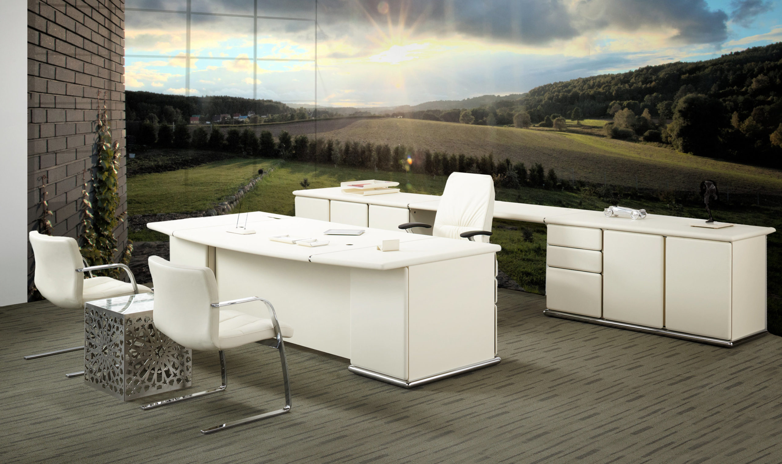 Luxury Flash Back White Retro Executive Desk for home and corporate settings