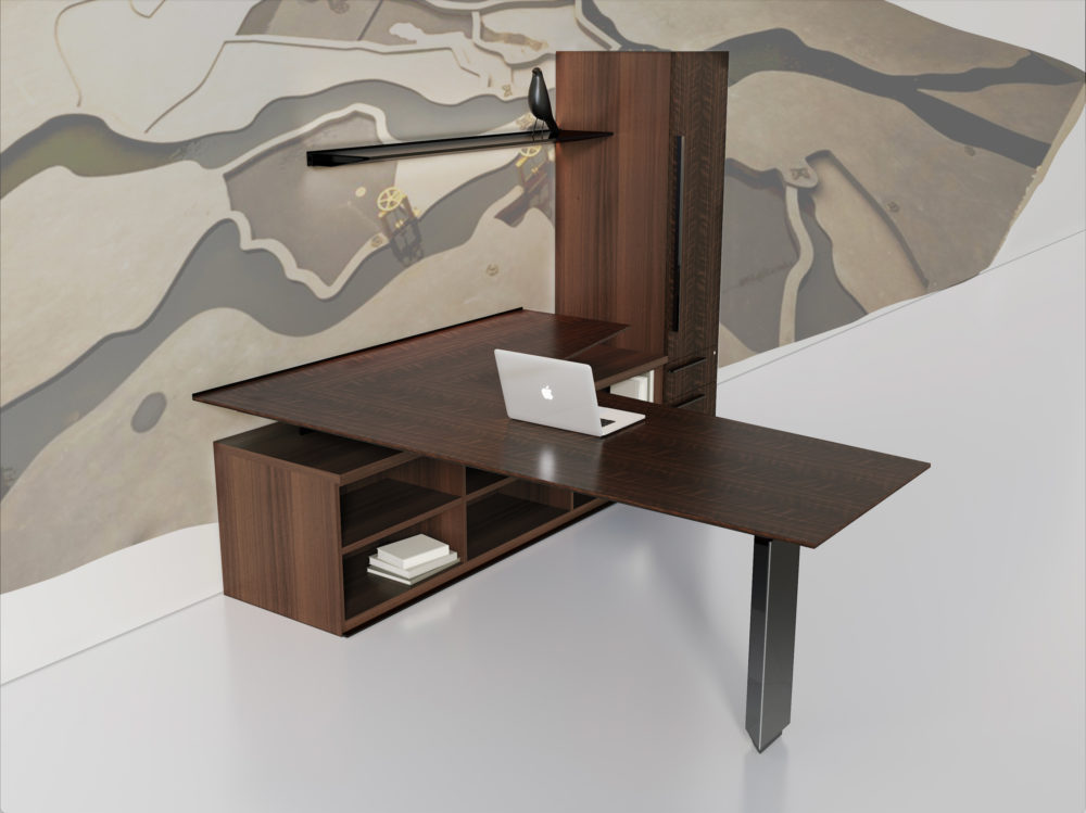 Spectacular Elcar Executive Desk in Exotic Wood Veneer