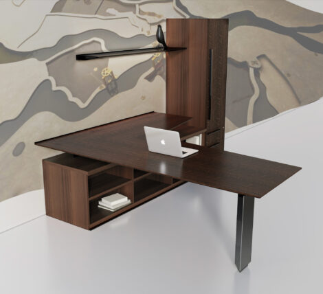 Spectacular Elcar Executive Desk in Exotic Wood Veneer