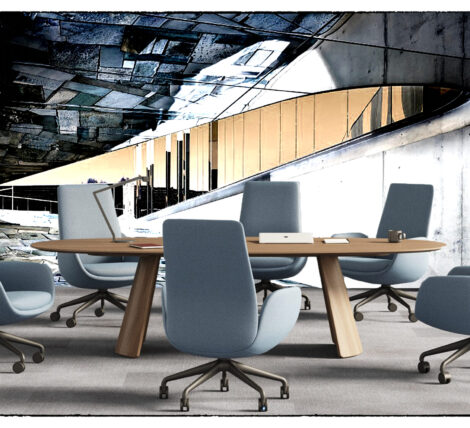 Neo Modern Chair in light blue for executive boardrooms