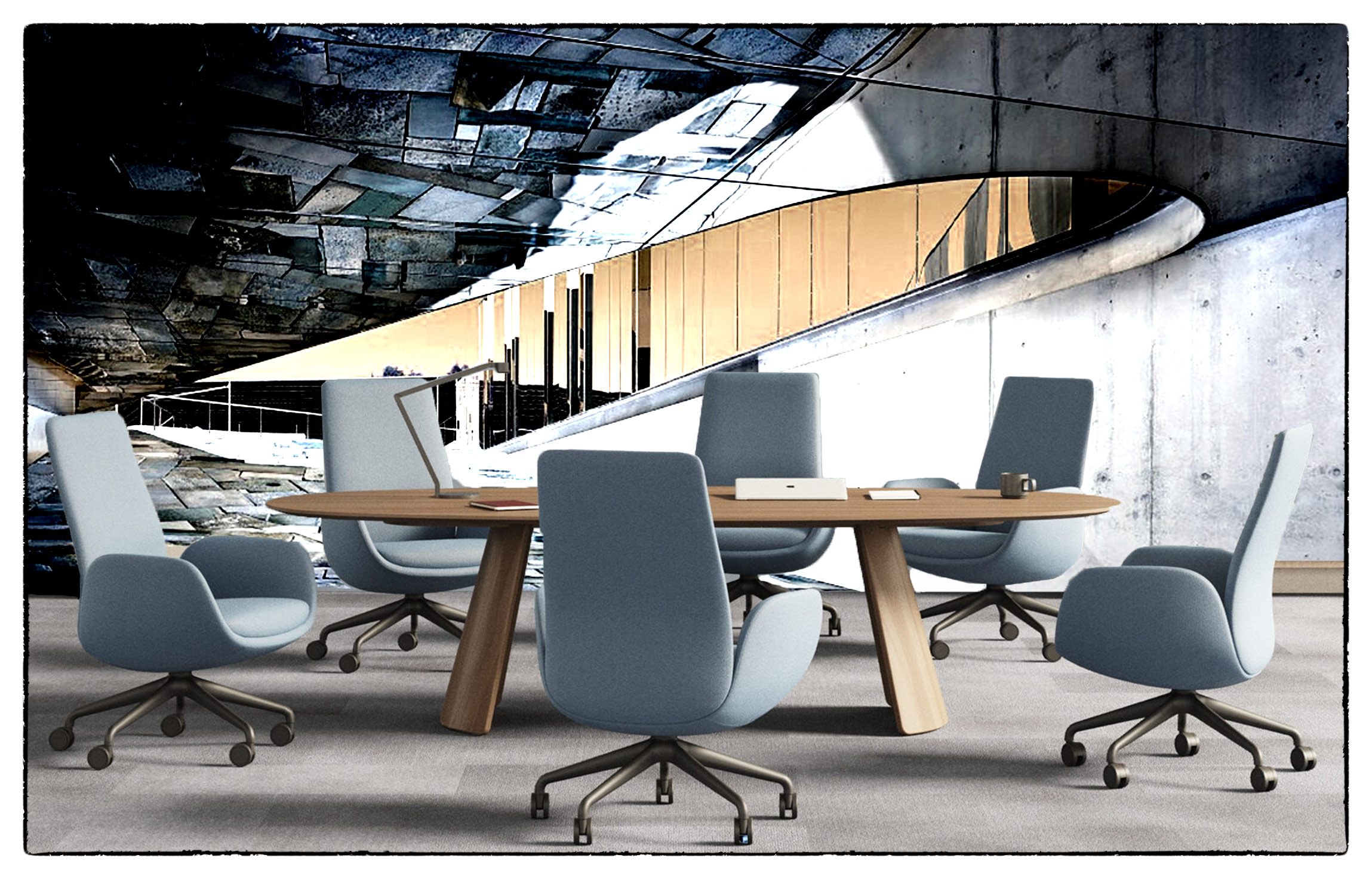 Neo Modern Chair in light blue for executive boardrooms