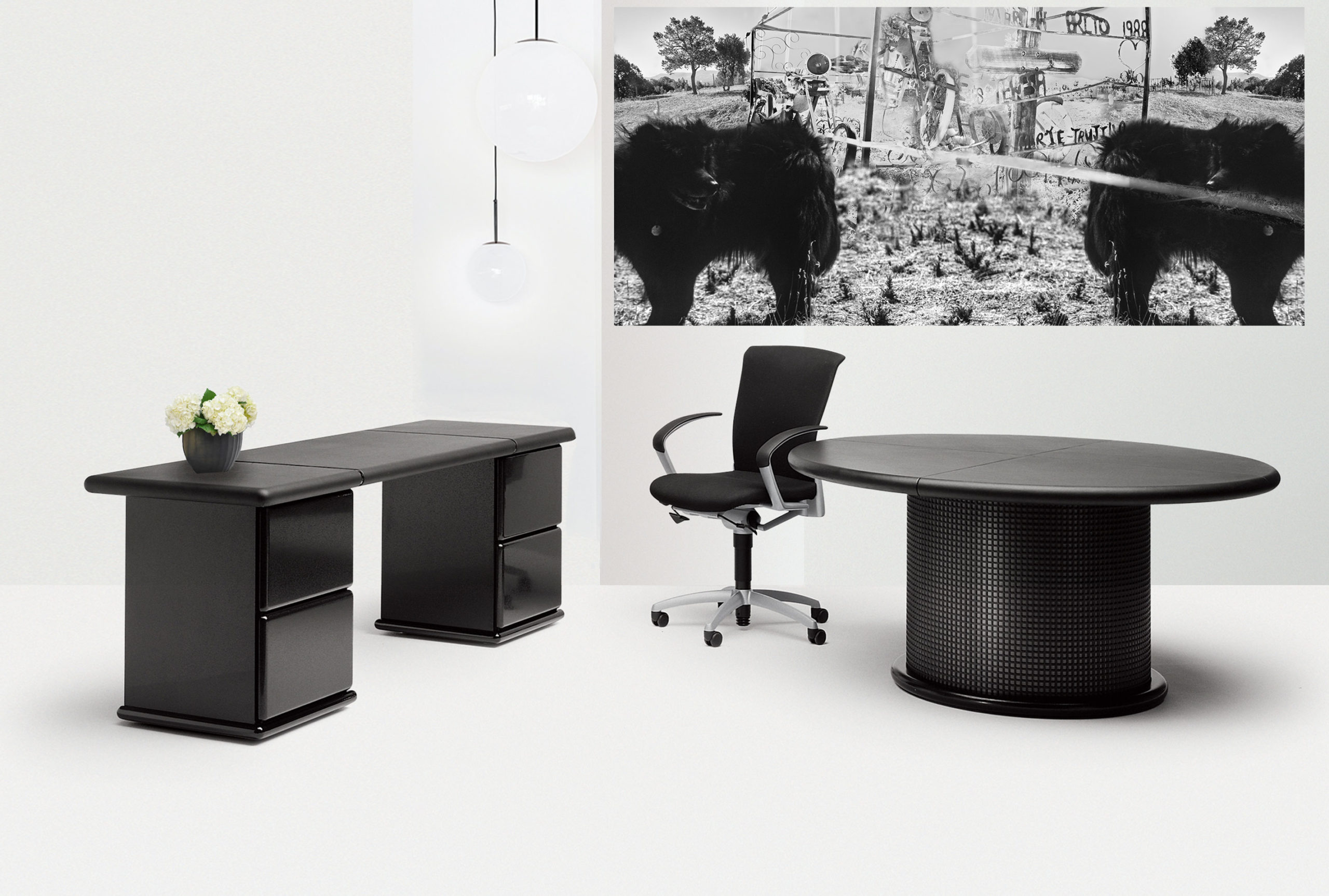 Black Retro Executive Desk