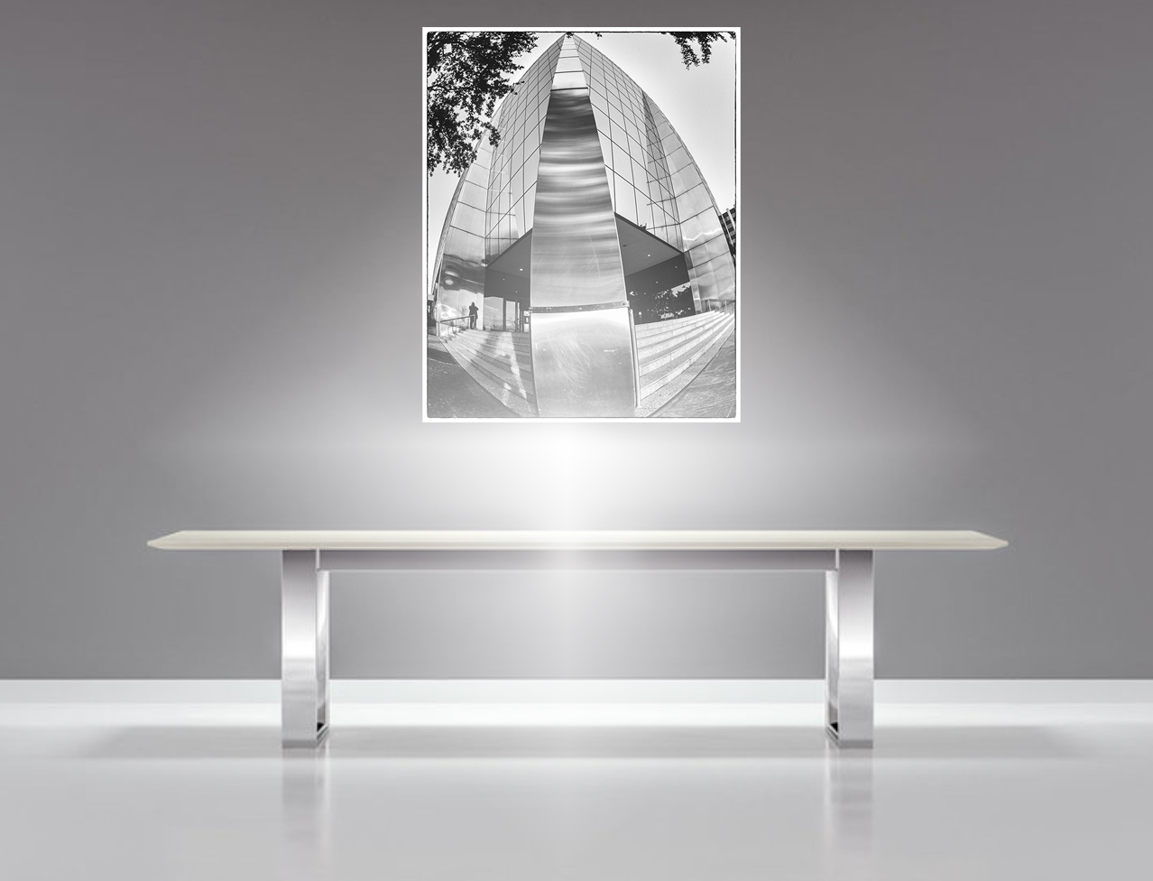 Large Glass Steel Conference Table - Image 5