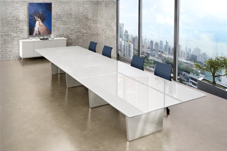 Large Glass Steel Conference Table