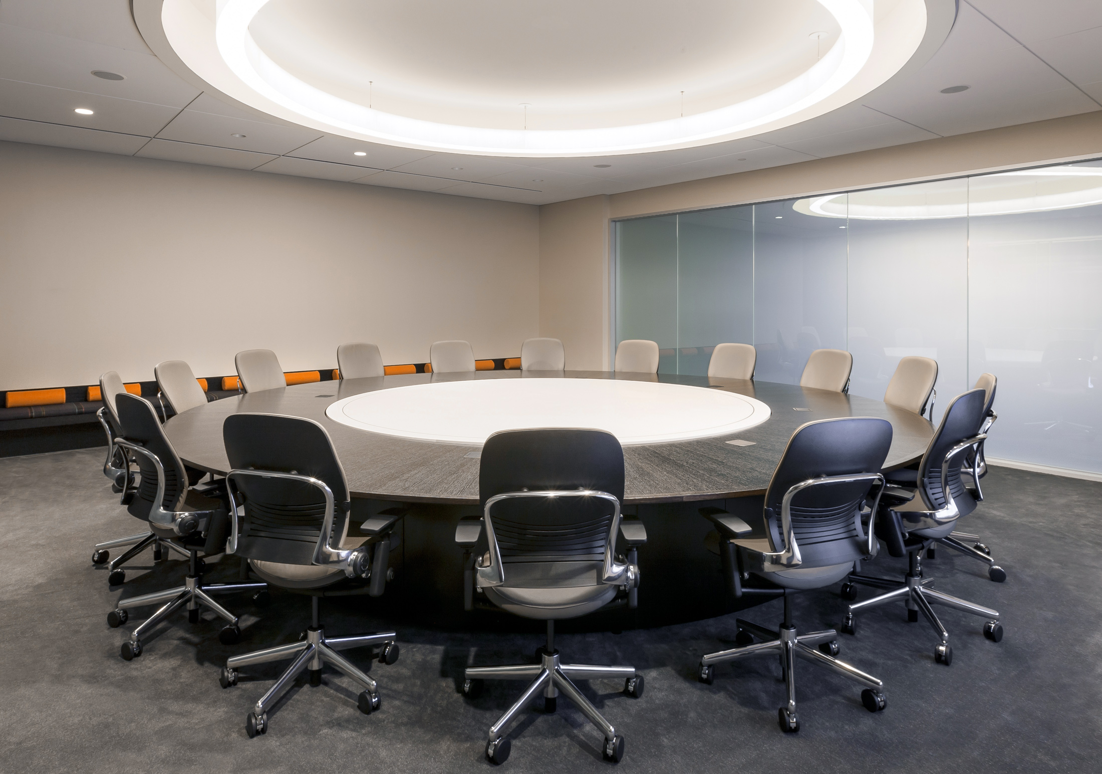 Executive Round Grey Marble Table - Image 2