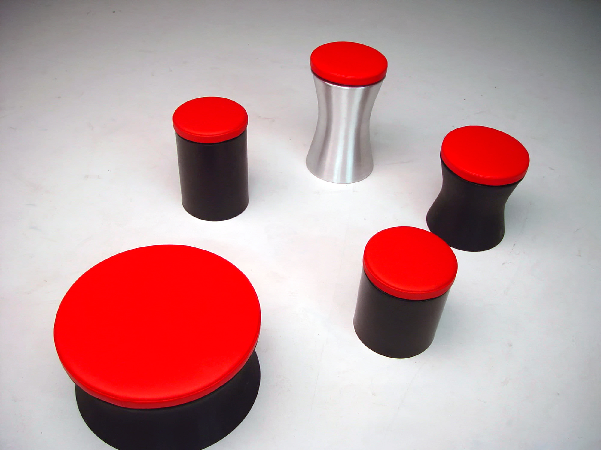 Contemporary Steel Circular Ottomans - Image 2