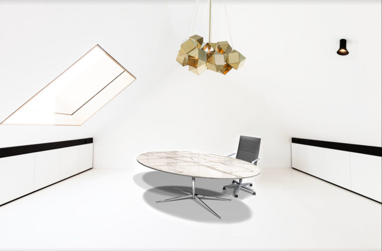 Oval Marble Executive Table Desk