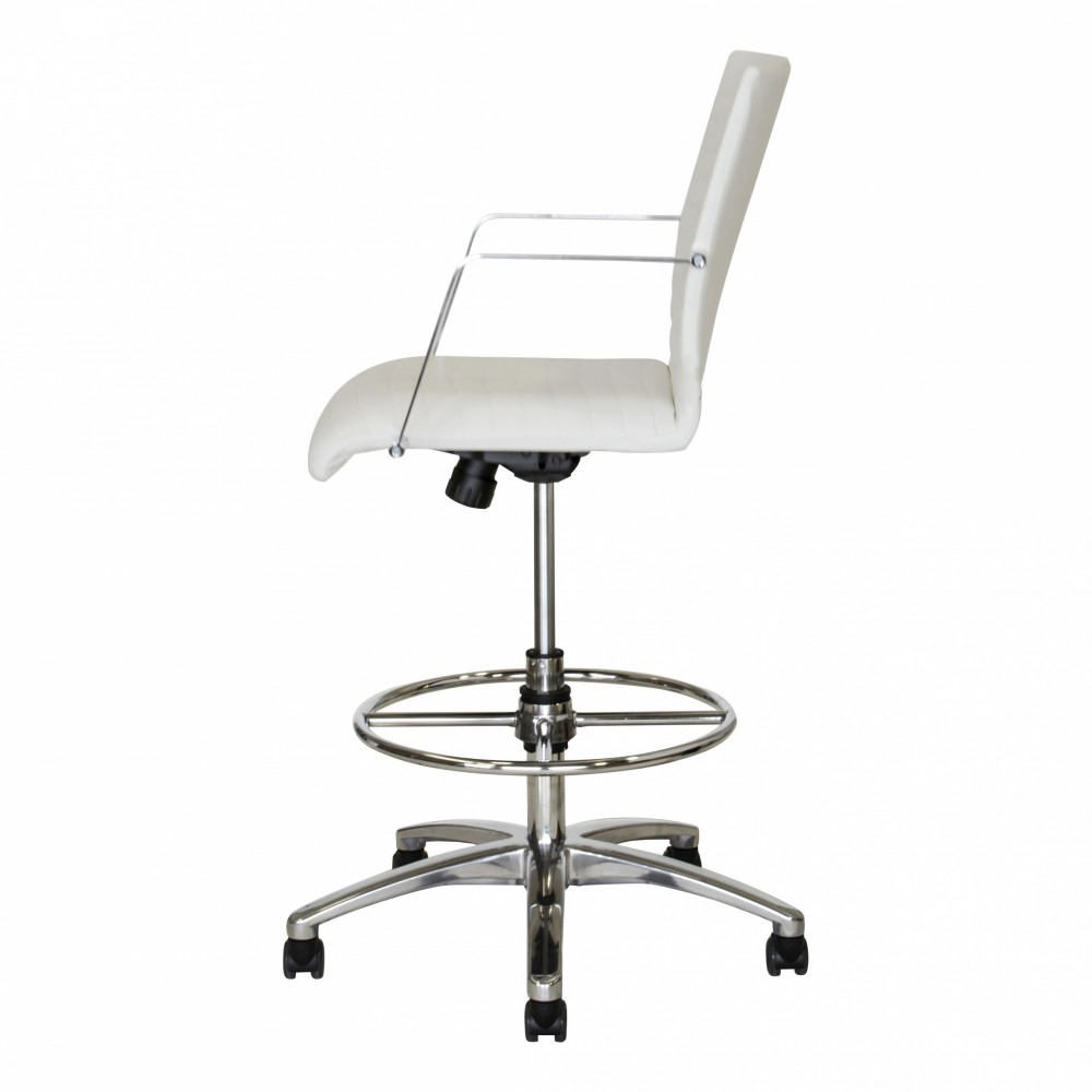 White Chrome Drafting Chairs - Image 4