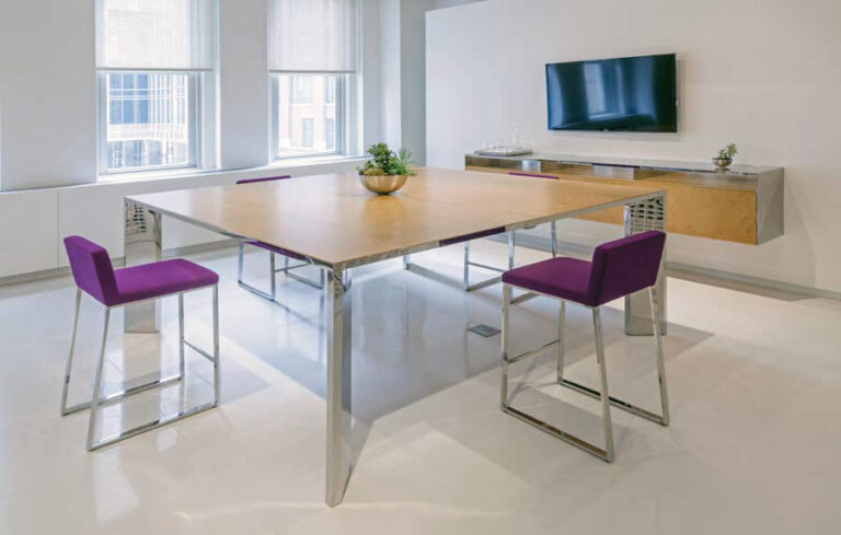 Square Stainless Steel Wood Meeting Table