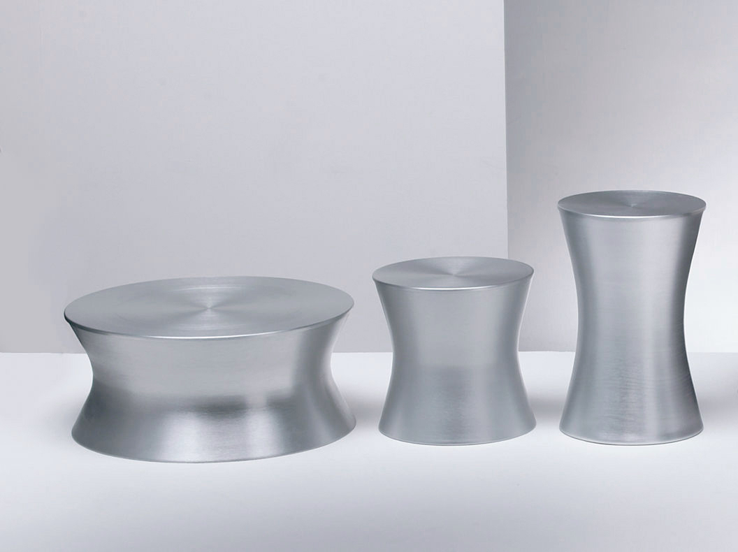 Contemporary Steel Circular Ottomans - Image 4