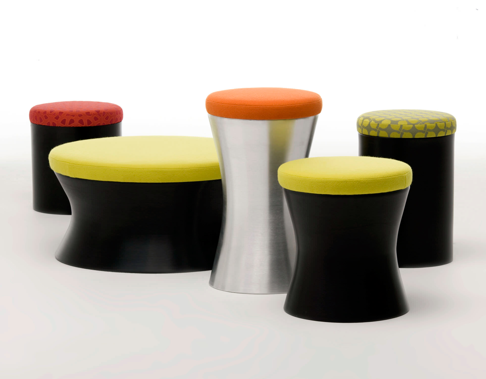 Round Black and Silver Table Ottomans - Image 2