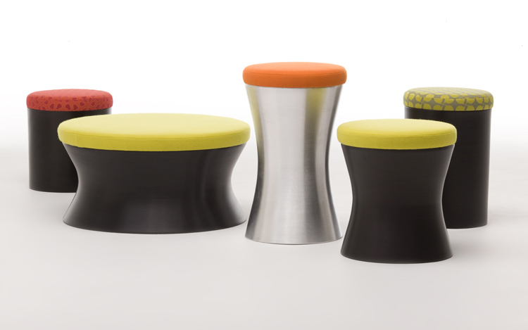 Contemporary Steel Circular Ottomans