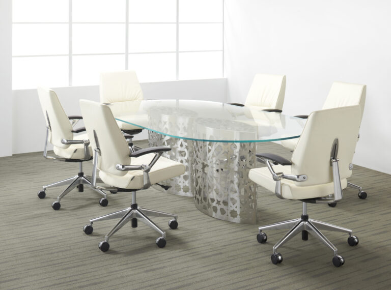 Steel Cut Laser Glass Table