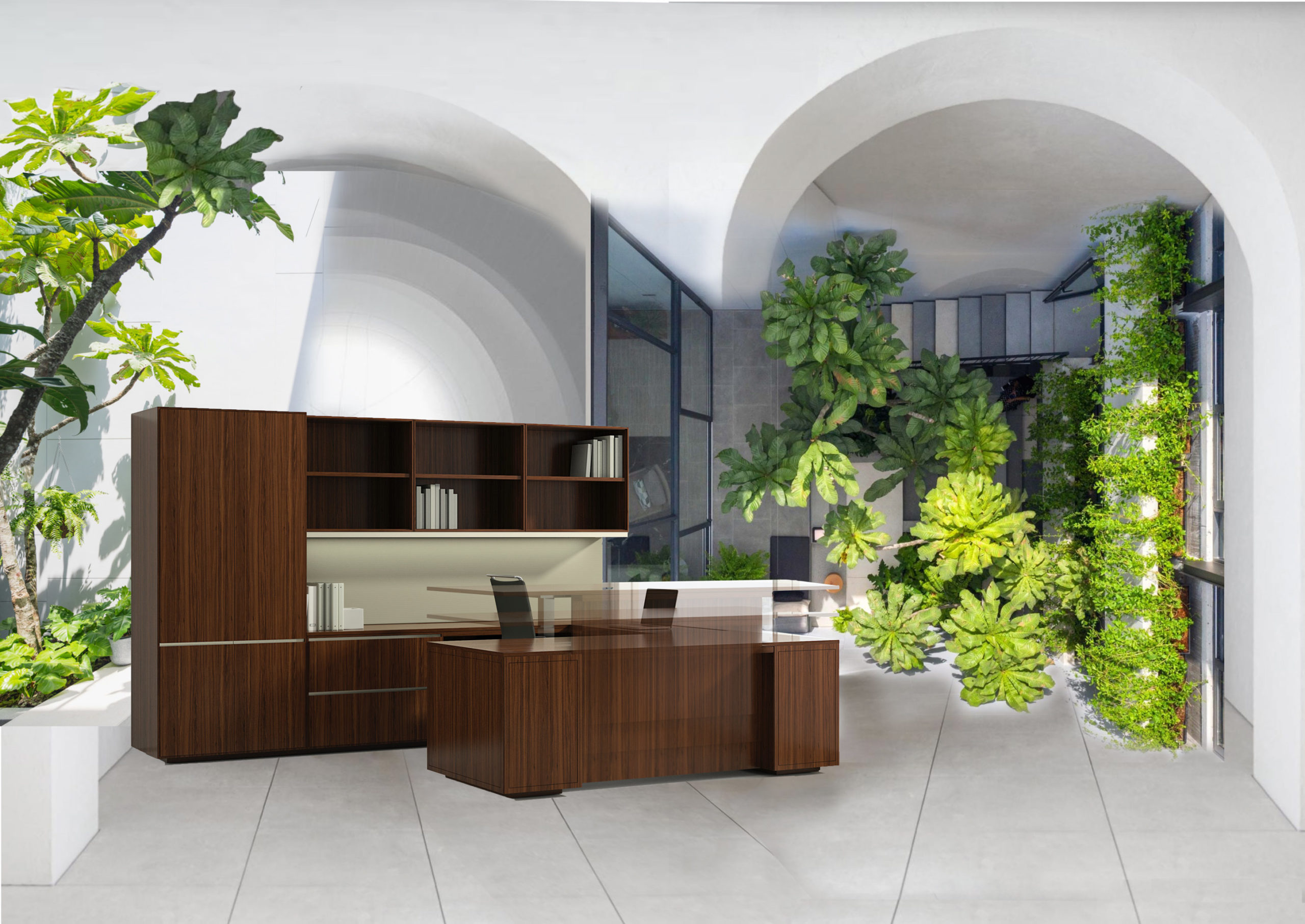 Transitional Sit Stand Executive Desk
