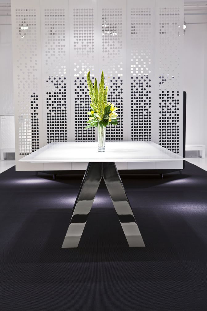 Contemporary Modern Executive Wood Chrome Table - Image 4