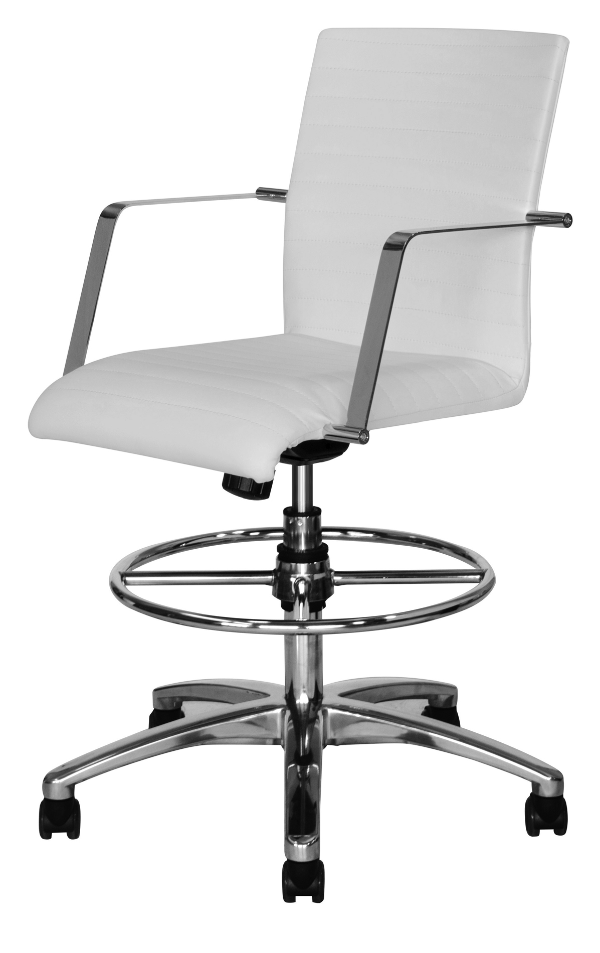 White Chrome Drafting Chairs - Image 3