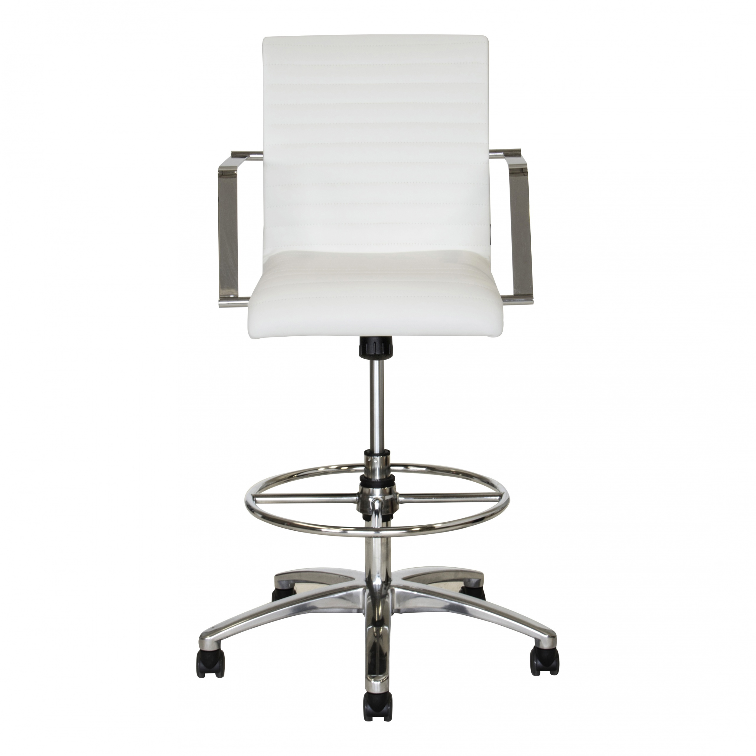 White Chrome Drafting Chairs - Image 2