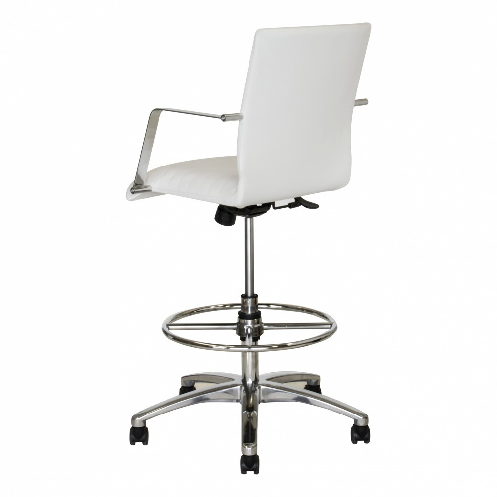 White Chrome Drafting Chairs - Image 6