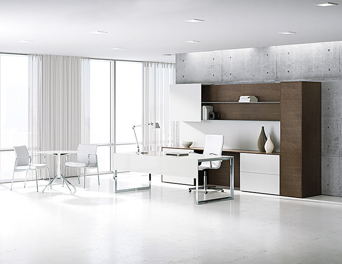 White Glass Chrome Executive Desk - Image 3